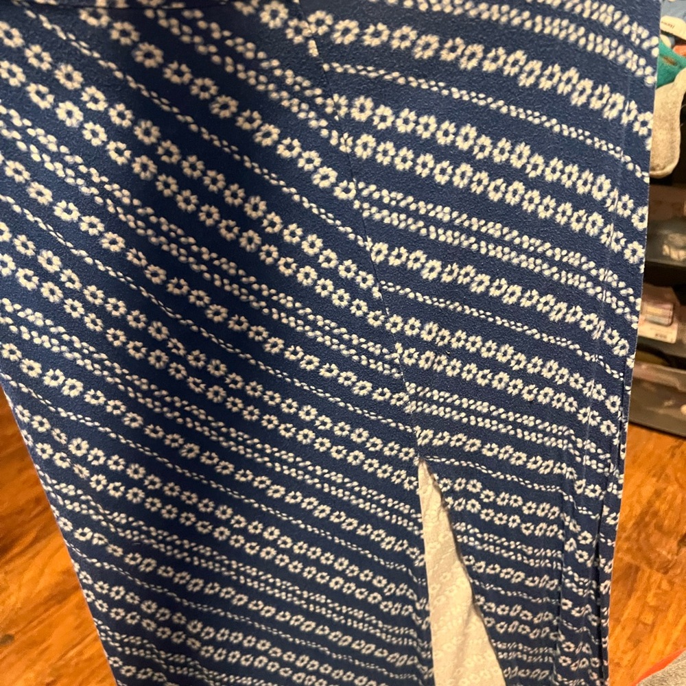 Source Unknown Blue and White A-Line Skirt